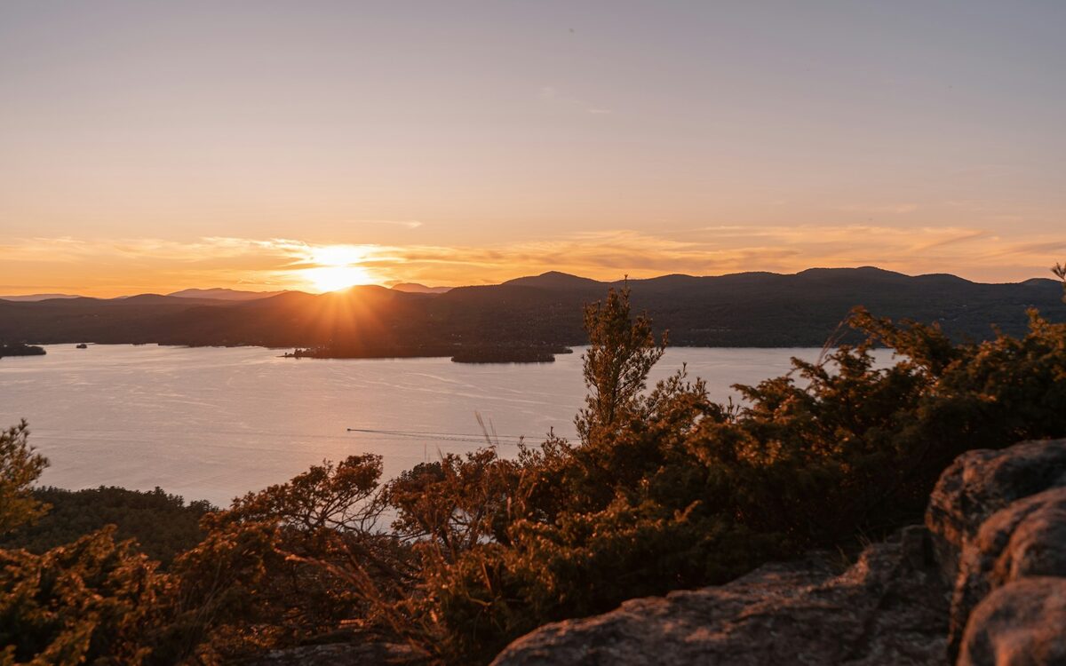 Lake George sunset over the Adirondack mountains